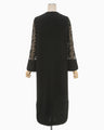 Floral Lace Sleeve Dress - black