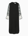 Floral Lace Sleeve Dress - black × white