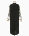Floral Lace Sleeve Dress - black × white