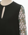 Floral Lace Sleeve Dress - black × white
