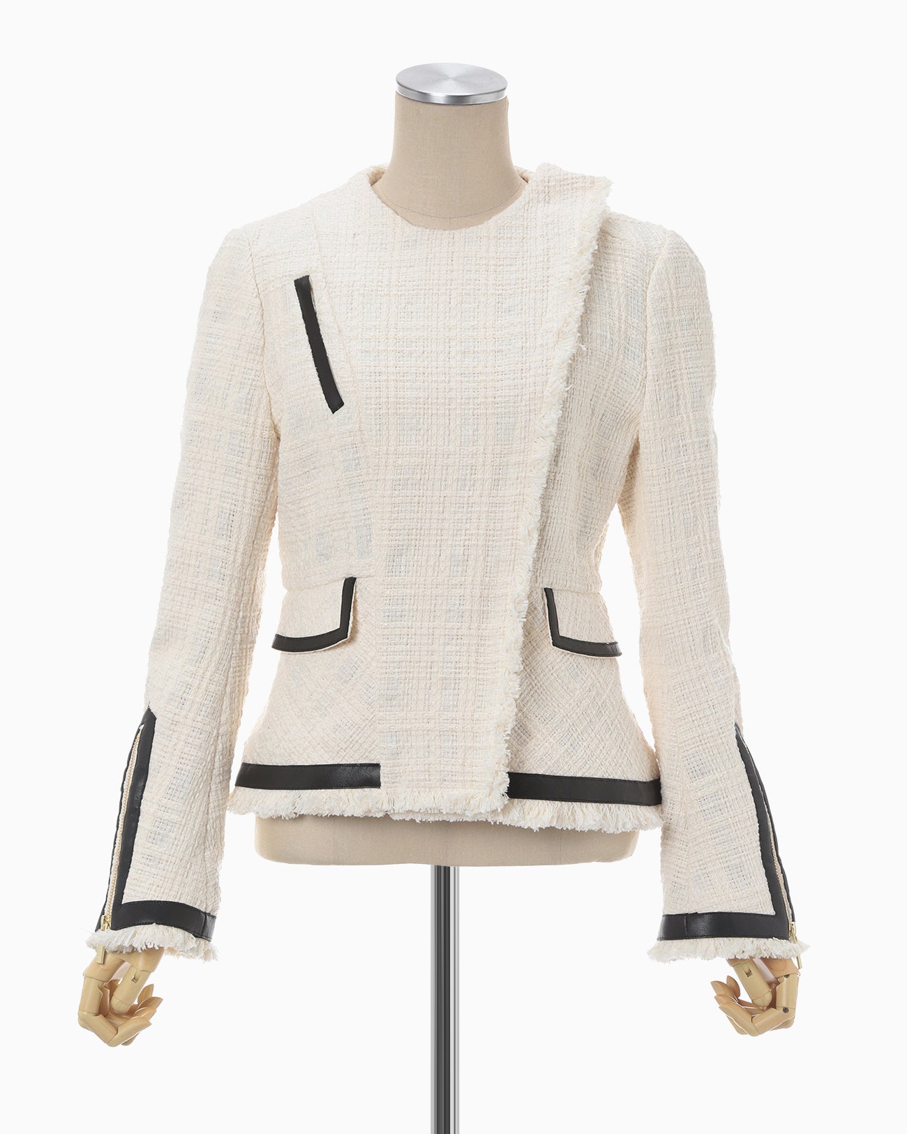 Crafted Tweed Biker Jacket - ecru