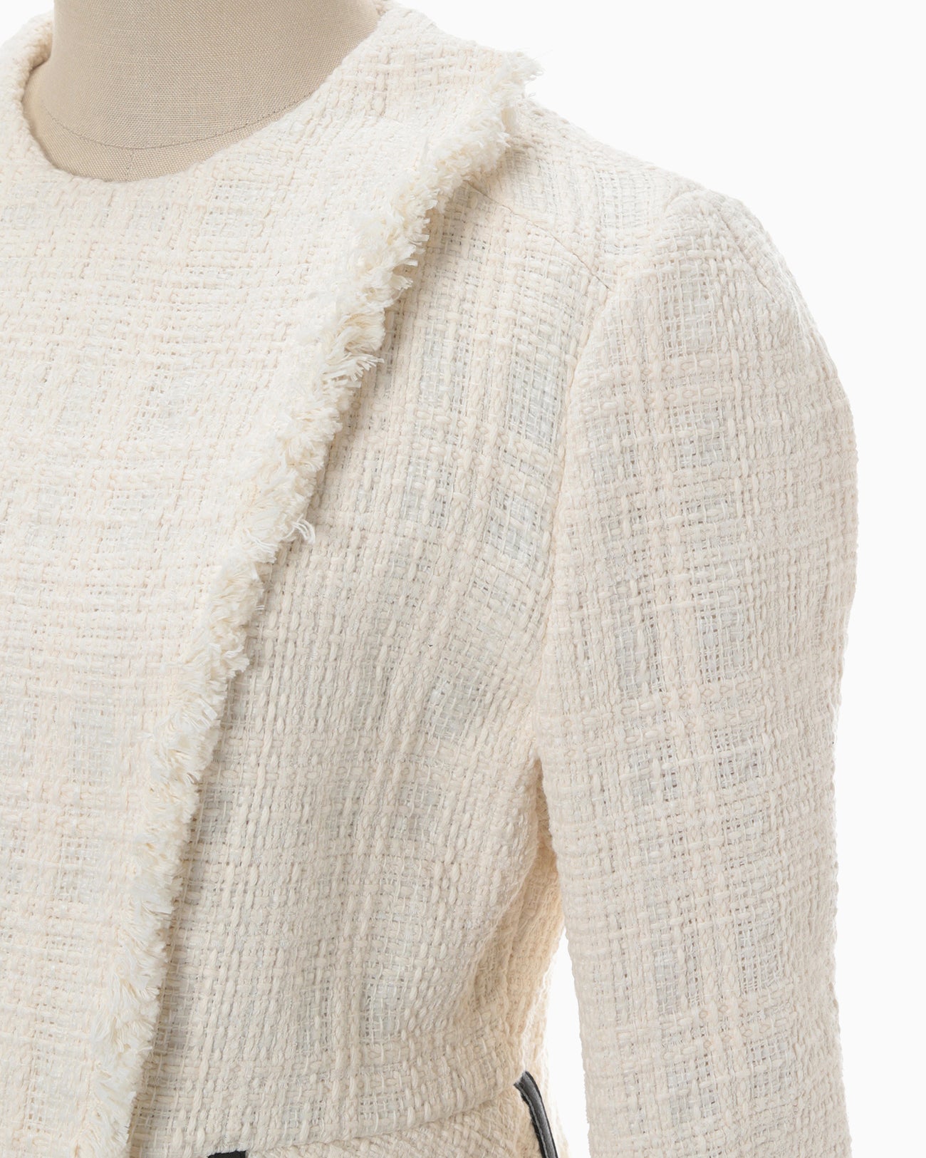 Crafted Tweed Biker Jacket - ecru
