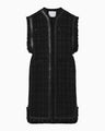 Crafted Tweed Long Vest - black