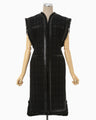 Crafted Tweed Long Vest - black