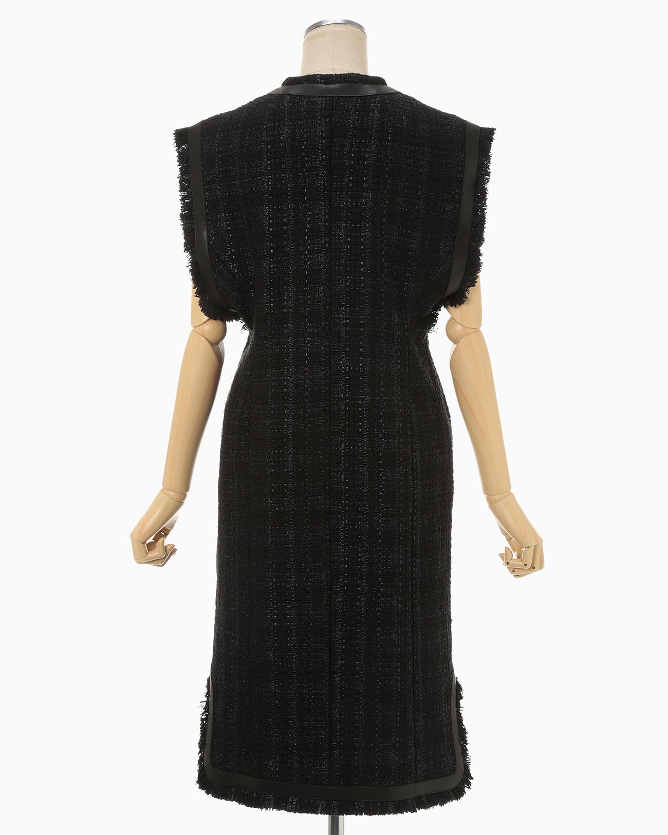 Crafted Tweed Long Vest - black