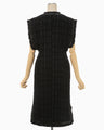 Crafted Tweed Long Vest - black