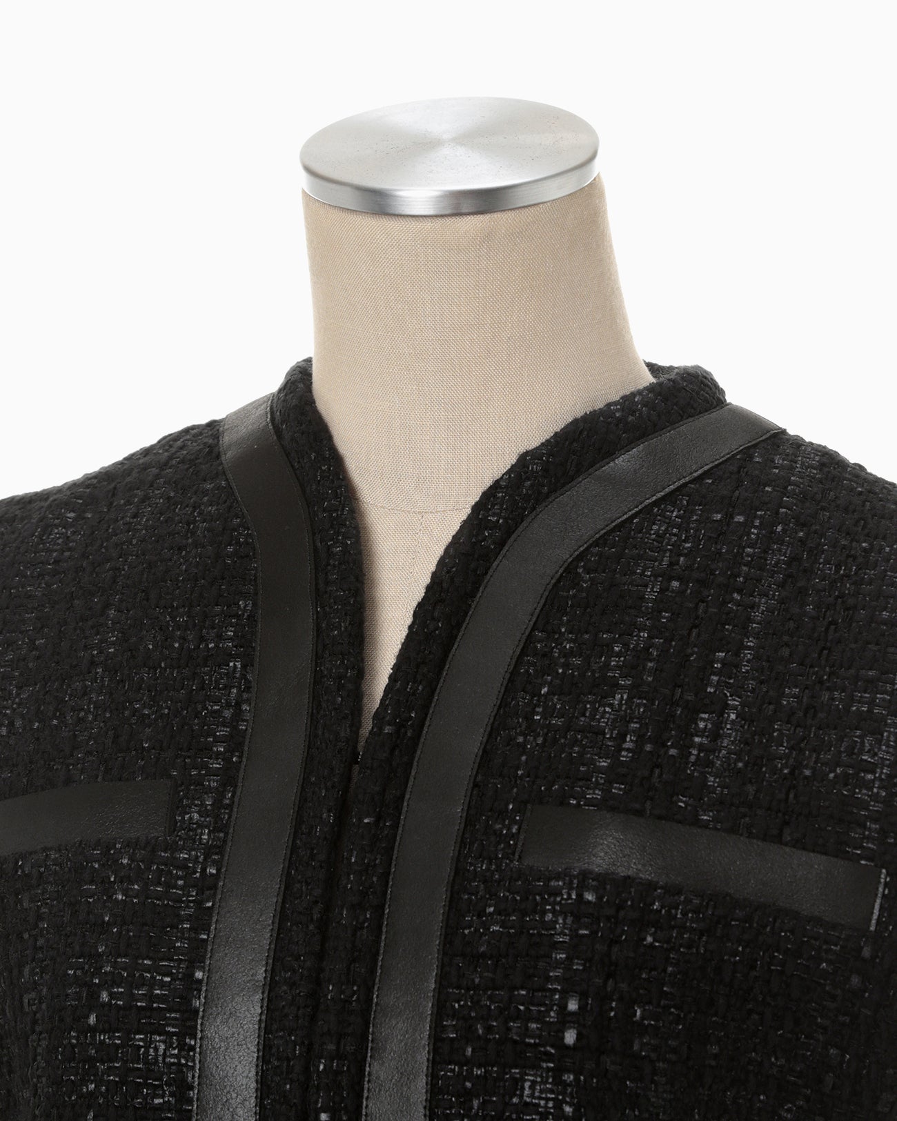 Crafted Tweed Long Vest - black