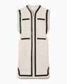Crafted Tweed Long Vest - ecru