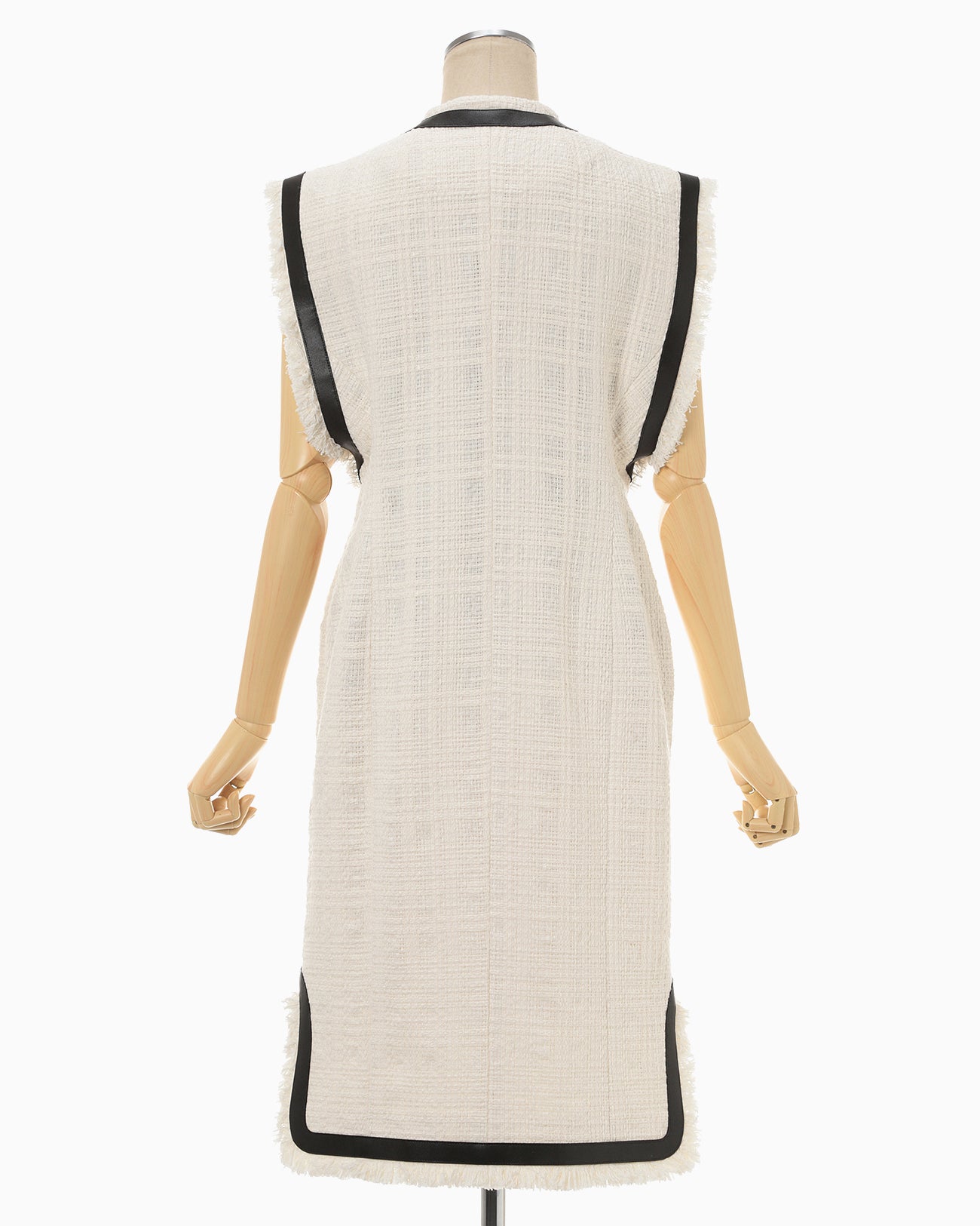 Crafted Tweed Long Vest - ecru - Mame Kurogouchi