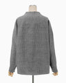 Houndstooth Geometric Plaid Collarless Jacket - black