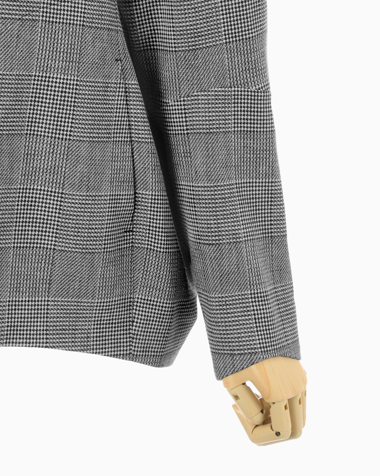 Houndstooth Geometric Plaid Collarless Jacket - black