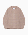 Houndstooth Geometric Plaid Collarless Jacket - brown