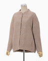 Houndstooth Geometric Plaid Collarless Jacket - brown
