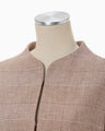 Houndstooth Geometric Plaid Collarless Jacket - brown