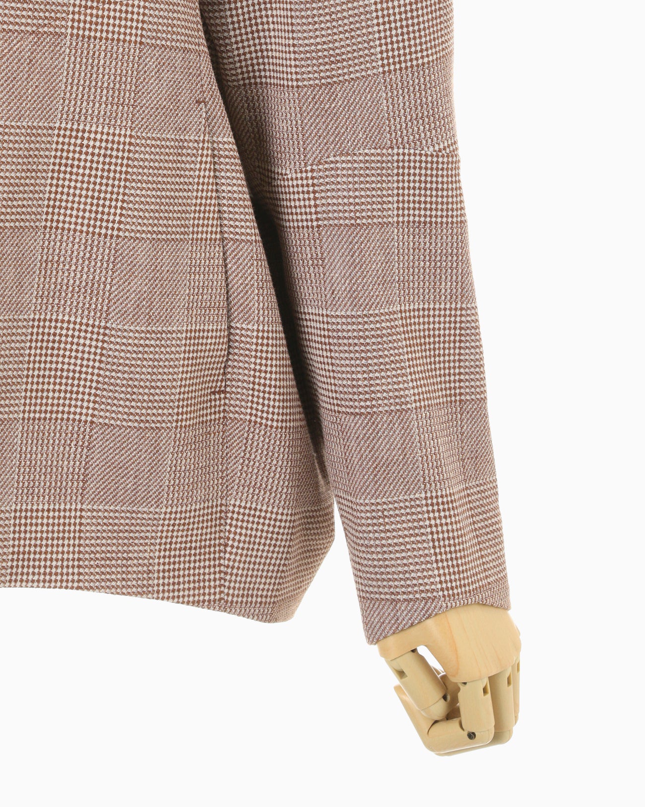 Houndstooth Geometric Plaid Collarless Jacket - brown