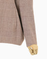 Houndstooth Geometric Plaid Collarless Jacket - brown