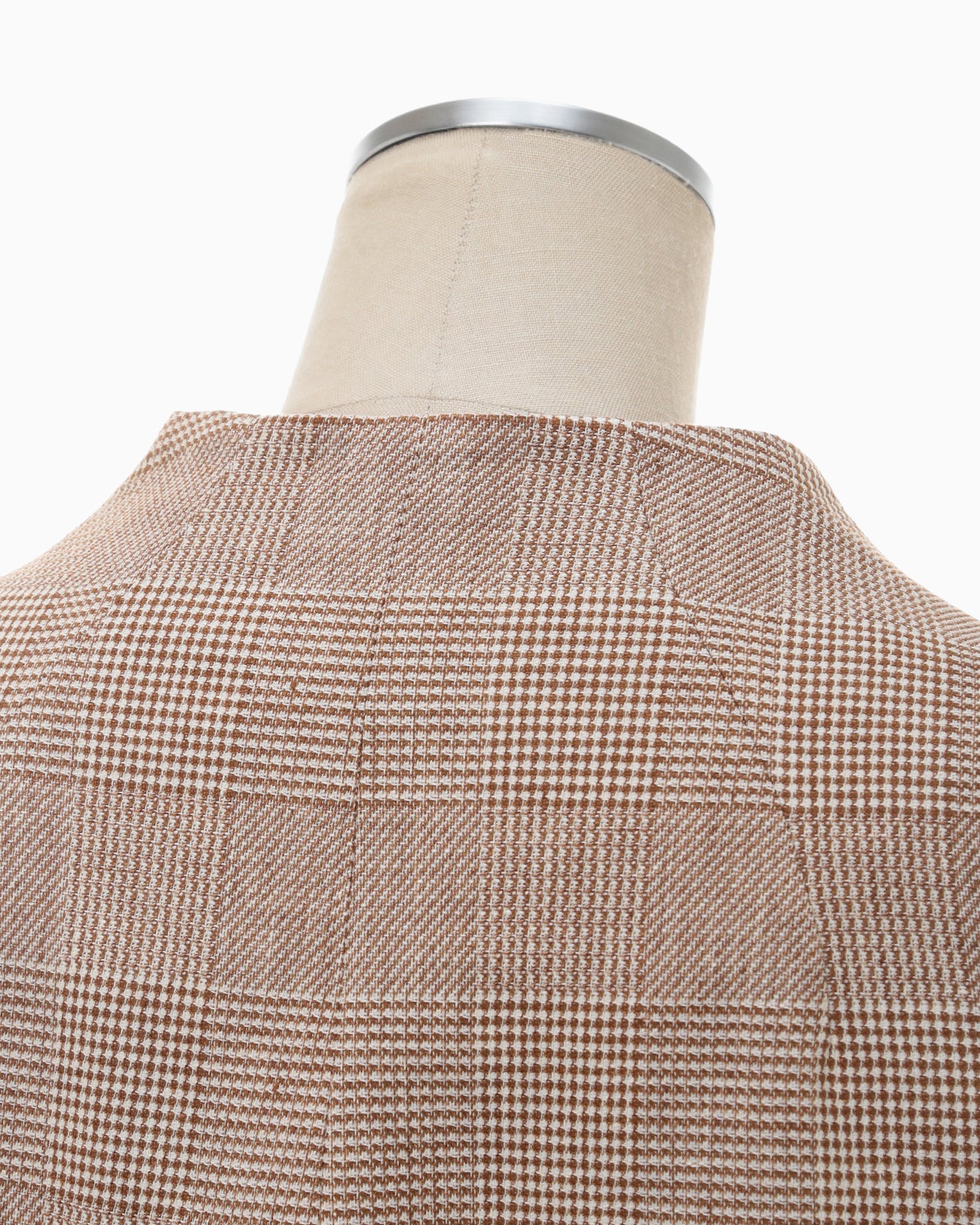 Houndstooth Geometric Plaid Collarless Jacket - brown