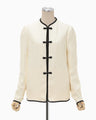 Crane Pattern Jacquard Jacket - ecru