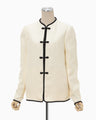 Crane Pattern Jacquard Jacket - ecru