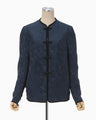 Crane Pattern Jacquard Jacket - navy