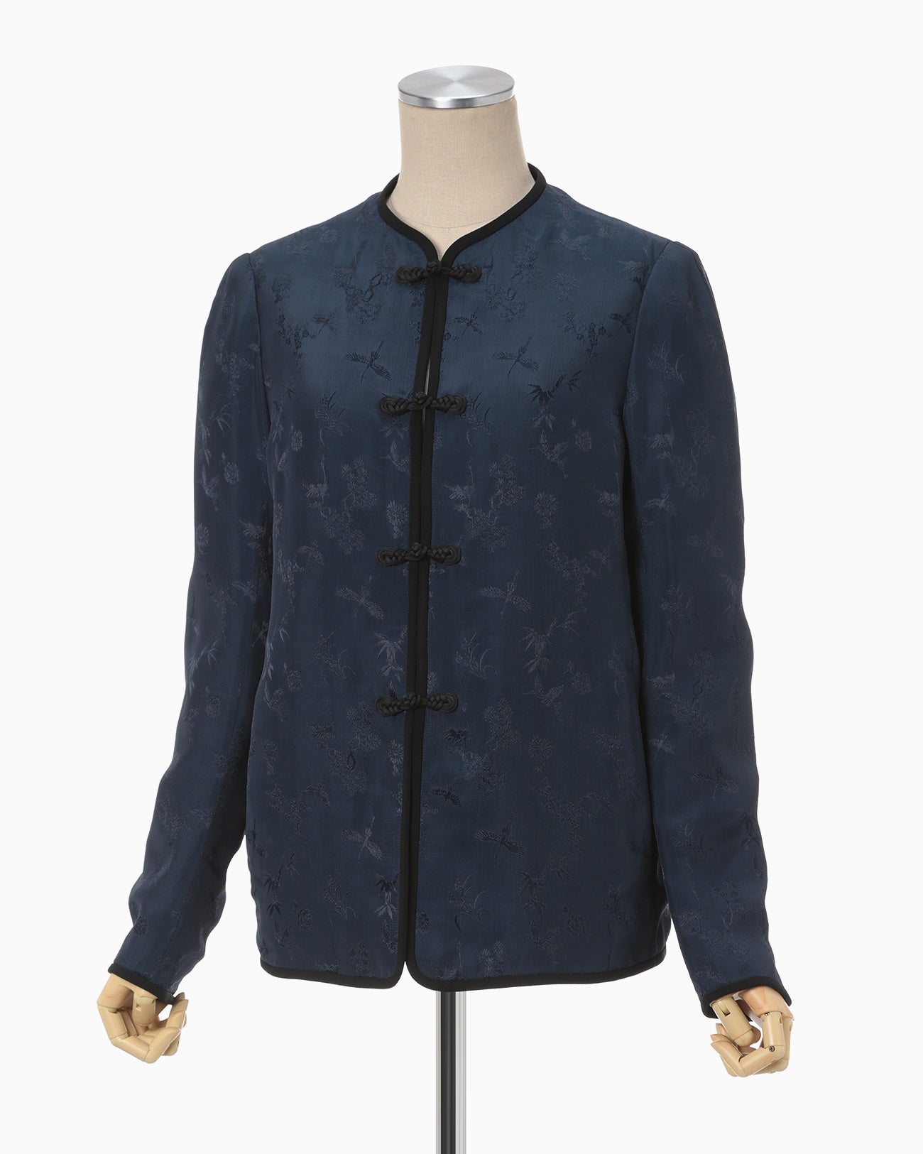 Crane Pattern Jacquard Jacket - navy