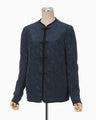 Crane Pattern Jacquard Jacket - navy