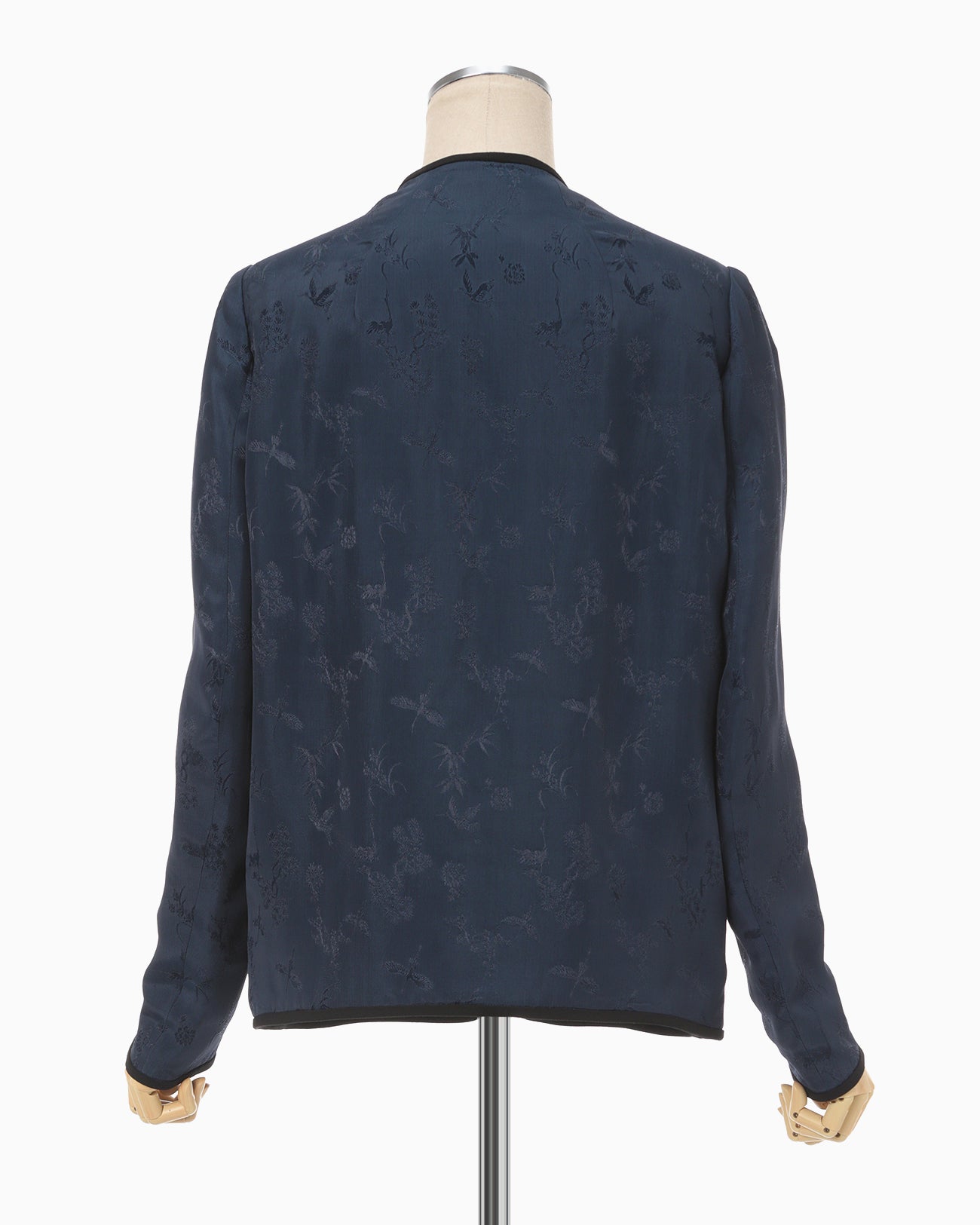 Crane Pattern Jacquard Jacket - navy