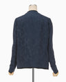 Crane Pattern Jacquard Jacket - navy