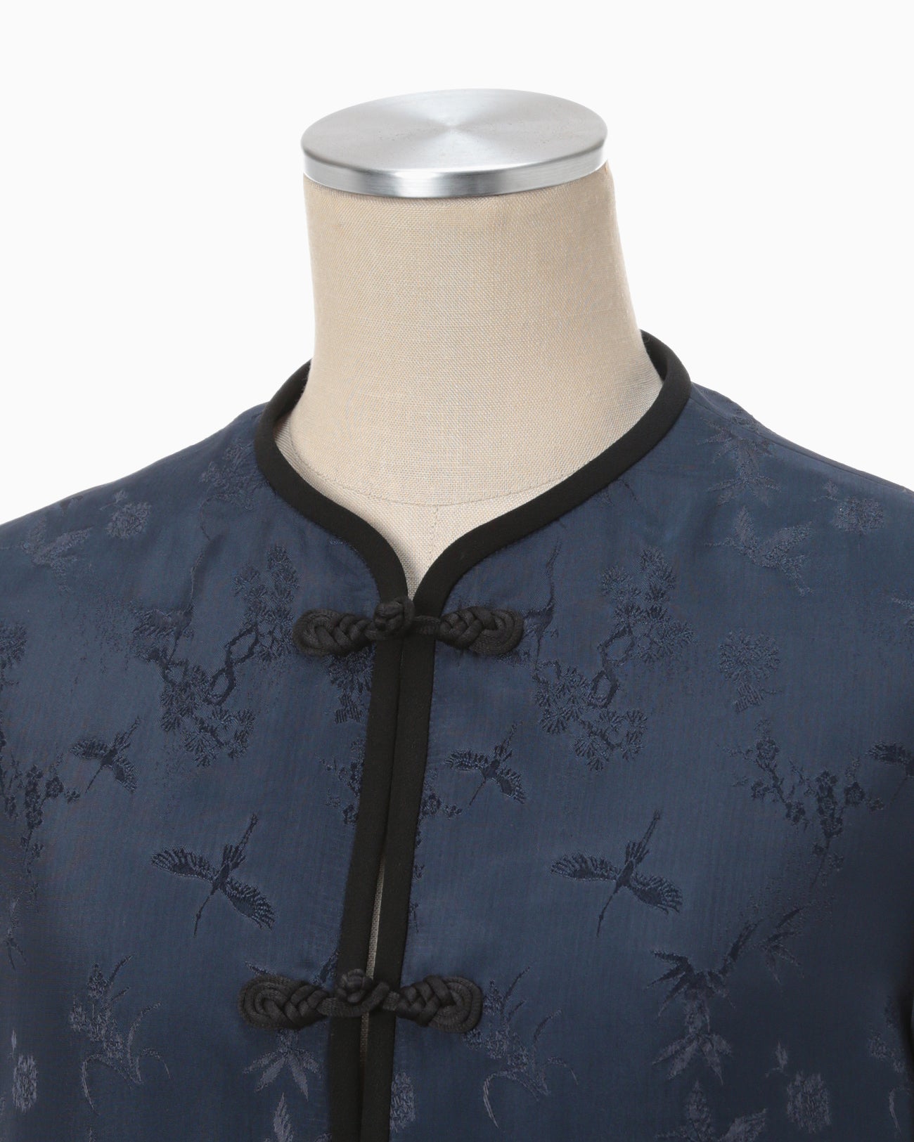 Crane Pattern Jacquard Jacket - navy