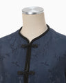 Crane Pattern Jacquard Jacket - navy
