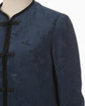 Crane Pattern Jacquard Jacket - navy