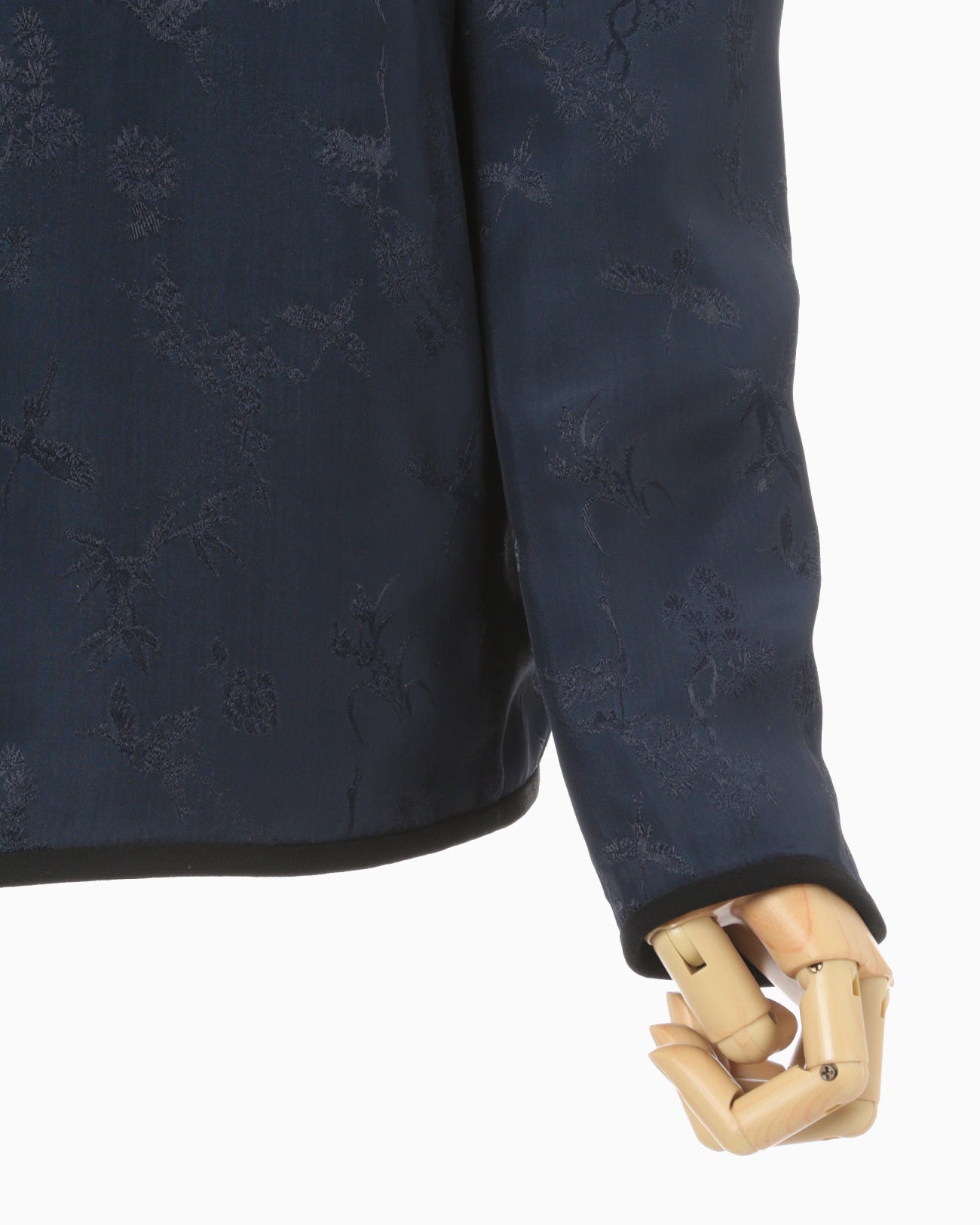 Crane Pattern Jacquard Jacket - navy