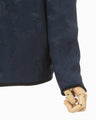 Crane Pattern Jacquard Jacket - navy