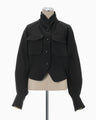 Cotton Linen Twill Short Jacket - black