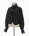 Cotton Linen Twill Short Jacket - black