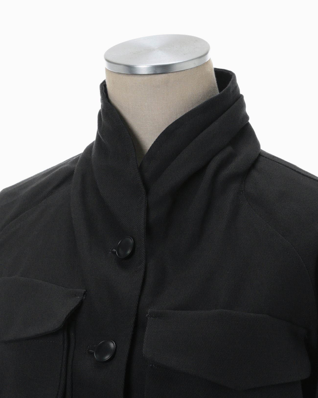 Cotton Linen Twill Short Jacket - black
