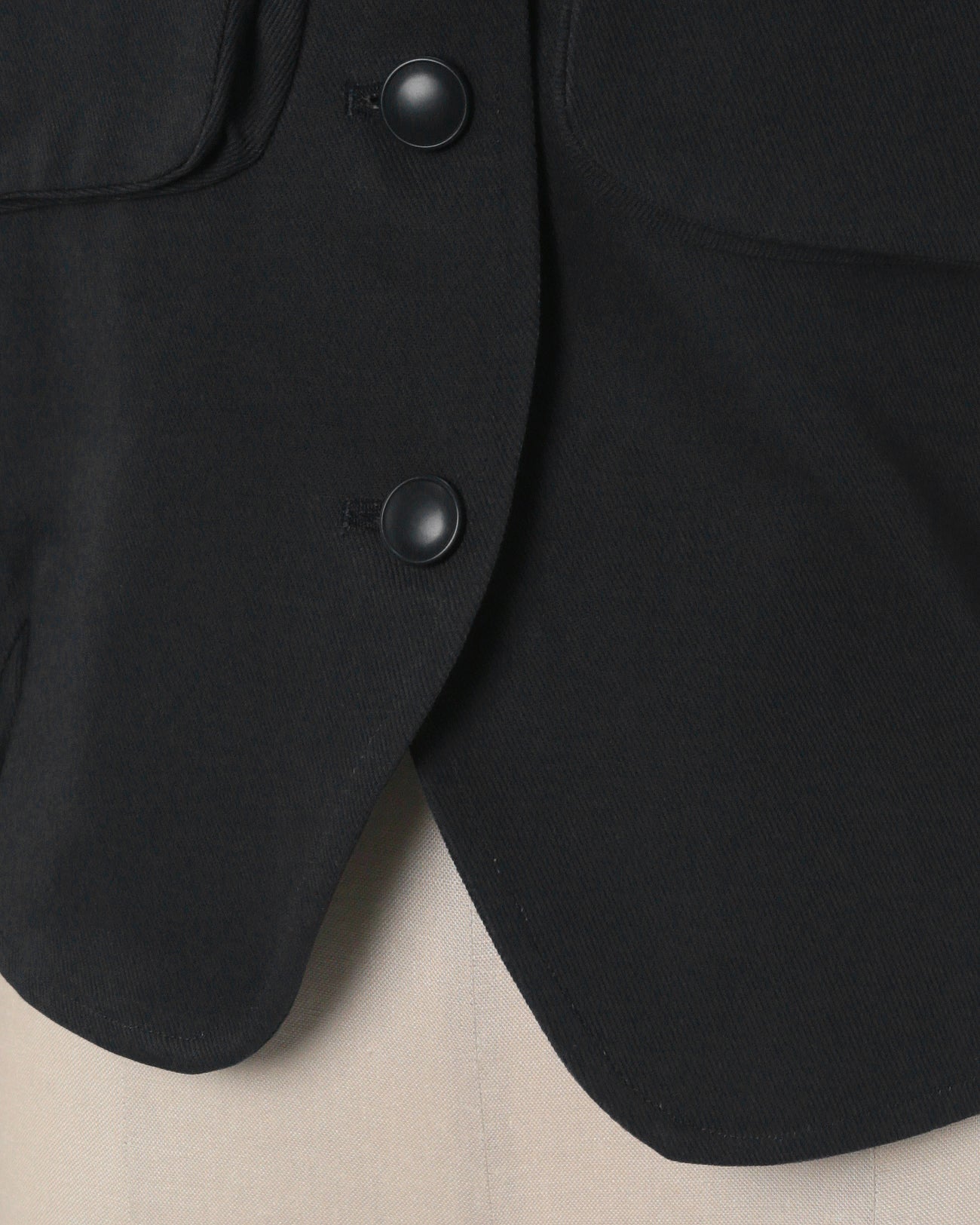 Cotton Linen Twill Short Jacket - black