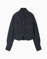 Cotton Linen Twill Short Jacket - navy