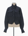 Cotton Linen Twill Short Jacket - navy