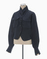 Cotton Linen Twill Short Jacket - navy