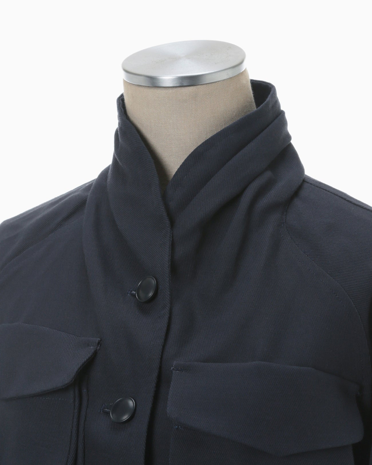 Cotton Linen Twill Short Jacket - navy
