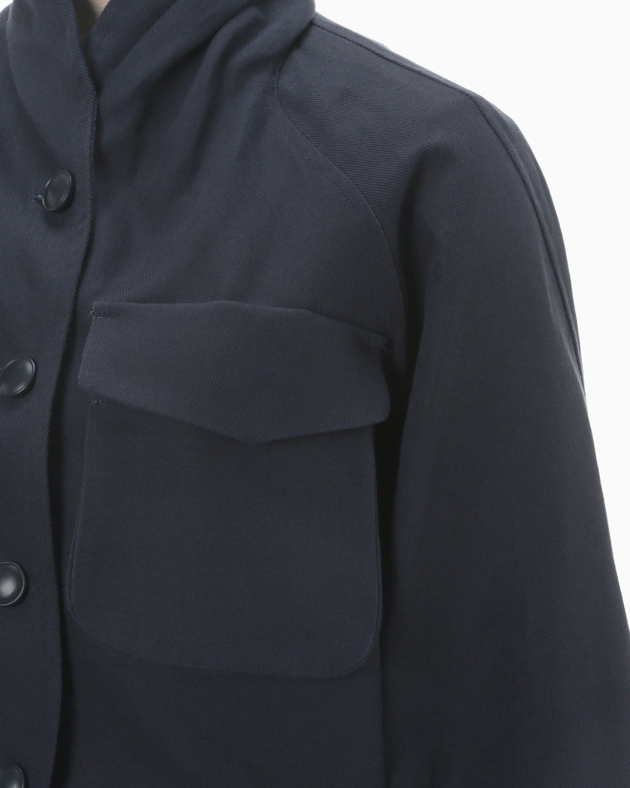 Cotton Linen Twill Short Jacket - navy