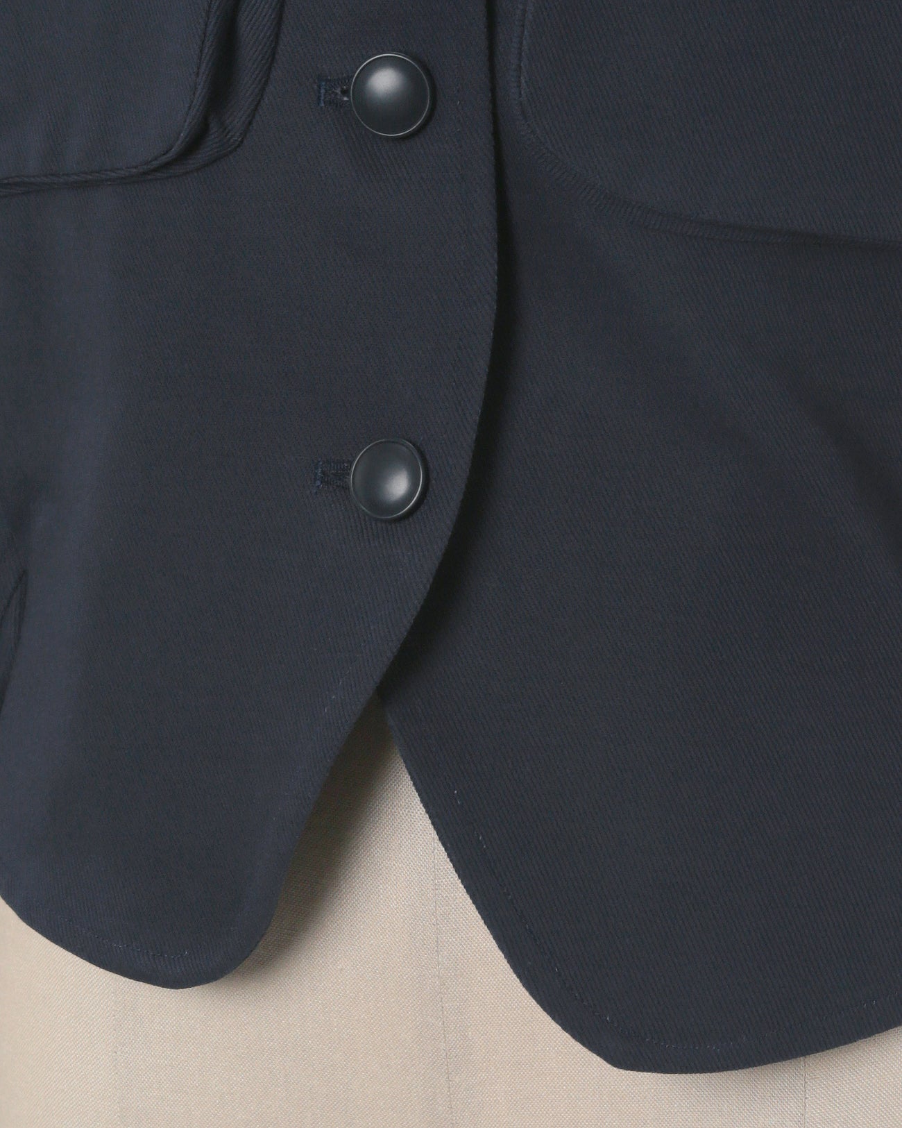 Cotton Linen Twill Short Jacket - navy