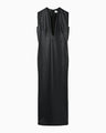 Plungded Long Sweatshirt Dress - black
