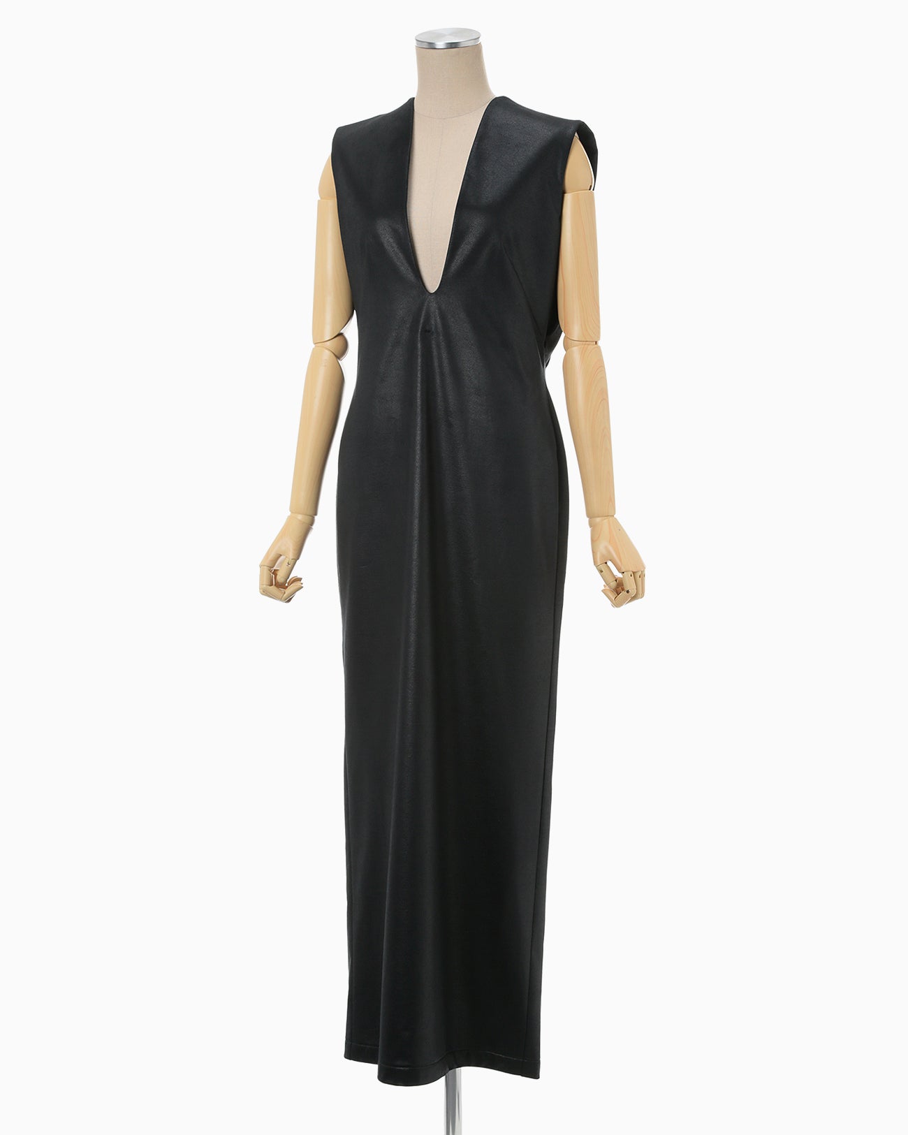 Plungded Long Sweatshirt Dress - black