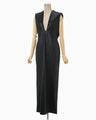 Plungded Long Sweatshirt Dress - black