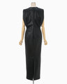Plungded Long Sweatshirt Dress - black