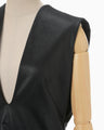 Plungded Long Sweatshirt Dress - black