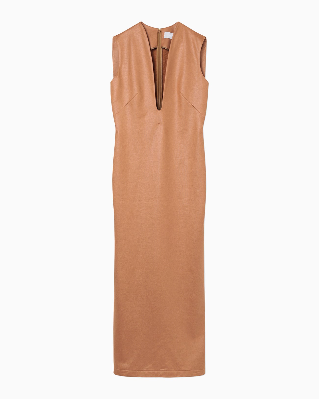 Plungded Long Sweatshirt Dress - brown
