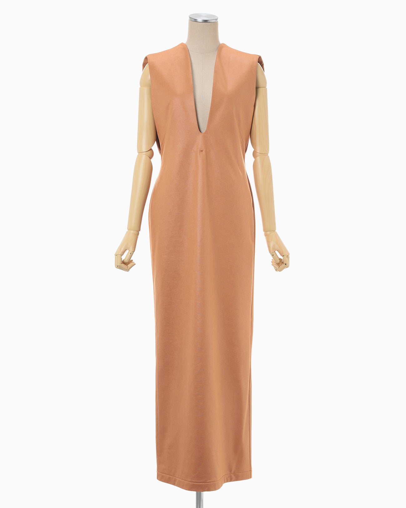 Plungded Long Sweatshirt Dress - brown
